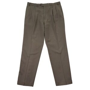 Lauren Ralph Lauren Mens 36x32 Dress Pants Adult Tan Wool Pleated Cuffed Adult